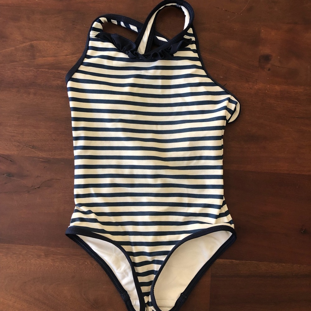 Cream and white girls swimsuit